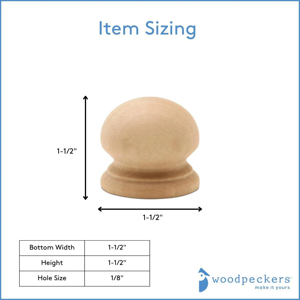 1-1/2” British Rounded Wood Knob - Image 3