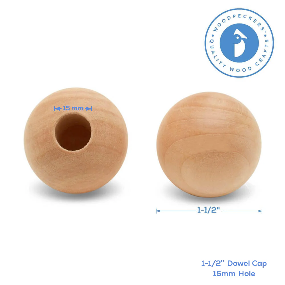 1-1/2 Dowel Cap, 15mm Hole - Image 4