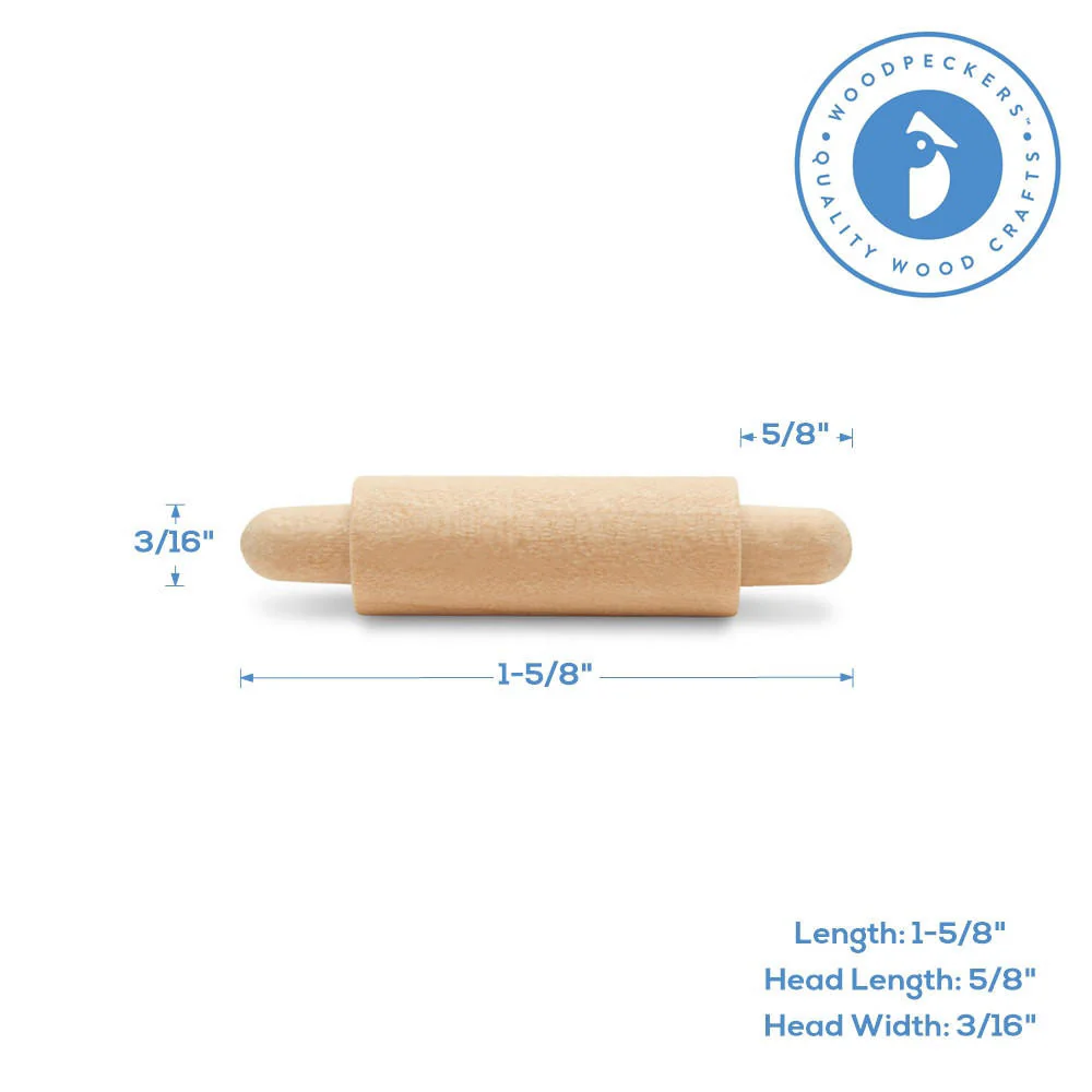 1-1/2'" Wood Miniature Rolling Pin - Image 5