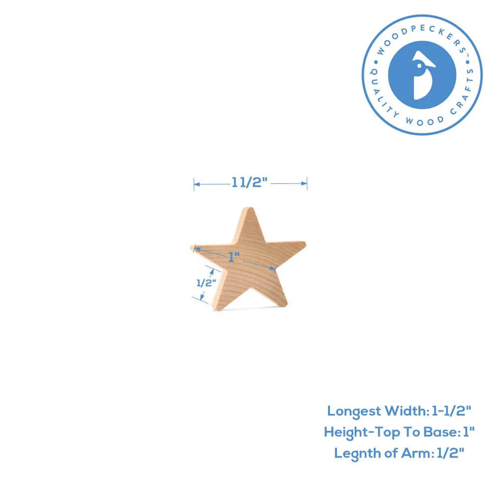 1-1/2" Wooden Star Cut Out, 3/16" Thick - Image 5