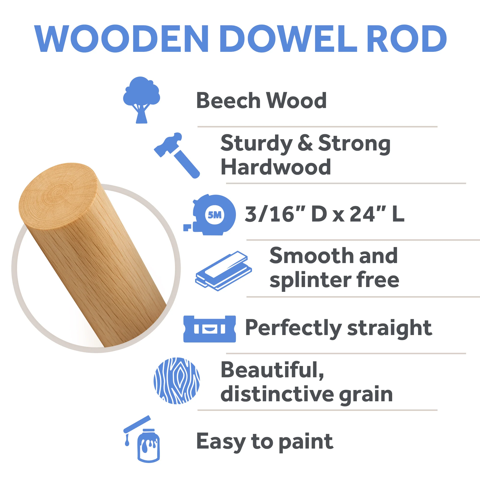 3/16 x 24 Beech Dowel - Image 3