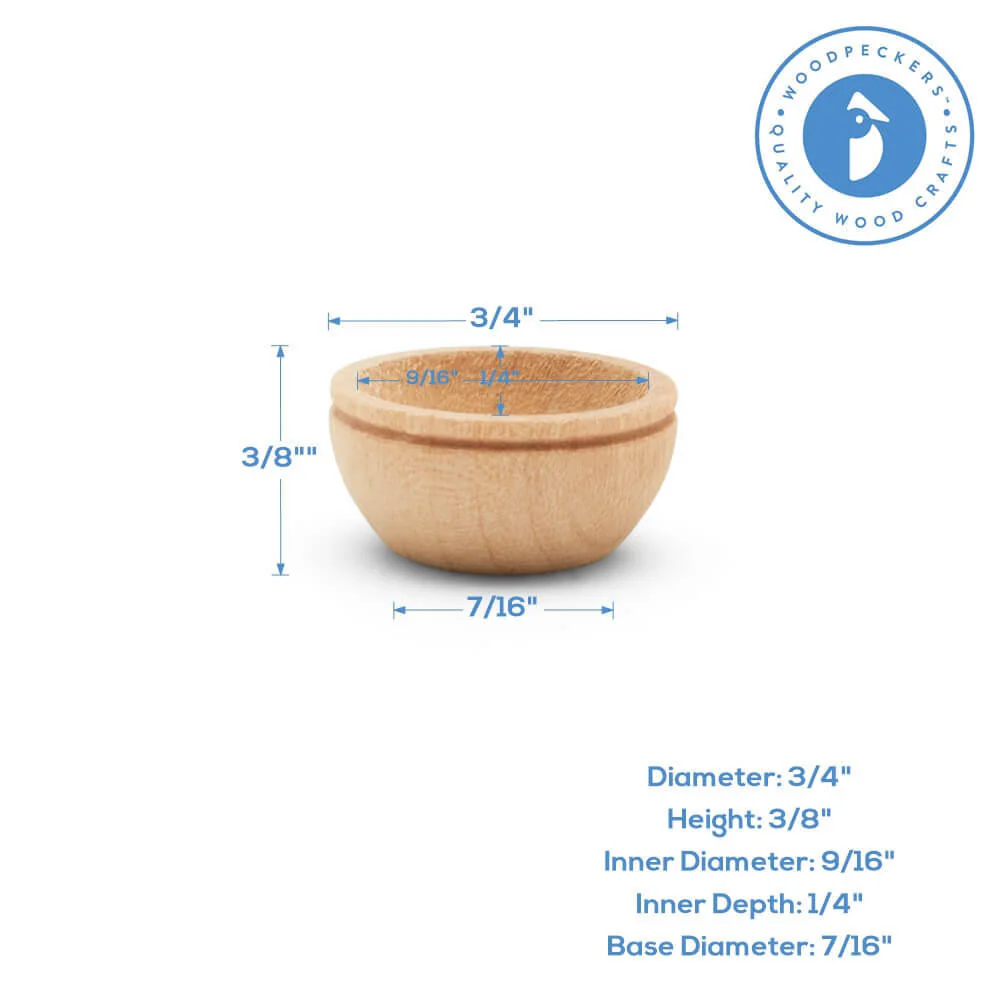 3/4" Wooden Miniature Bowl - Image 4