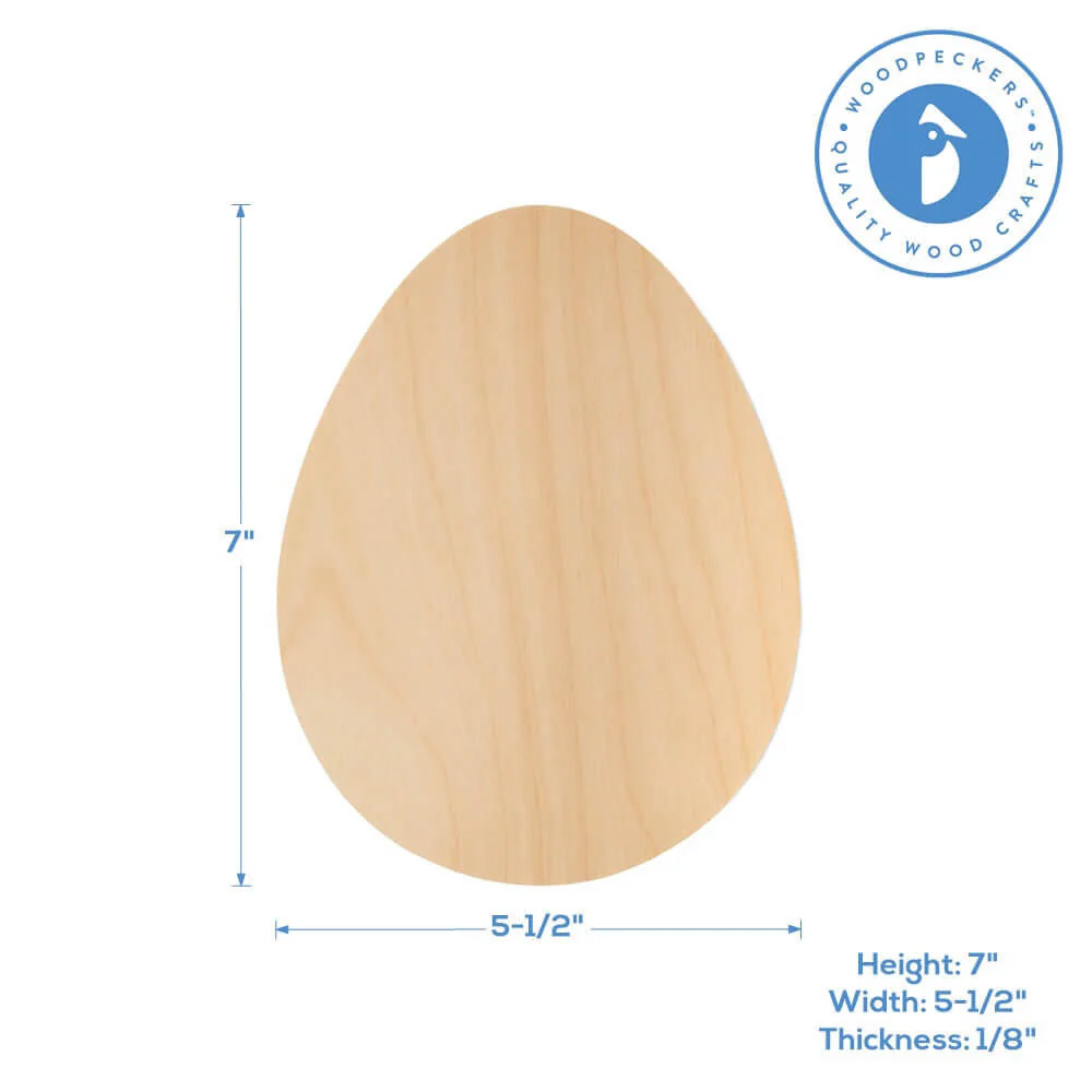 7" Easter Egg Wooden Cutout, 7" X 5-1/2" X 1/8 - Image 4
