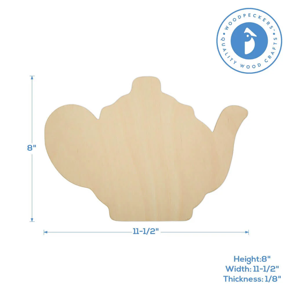 8" Tea Kettle Wood Cutout - Image 3