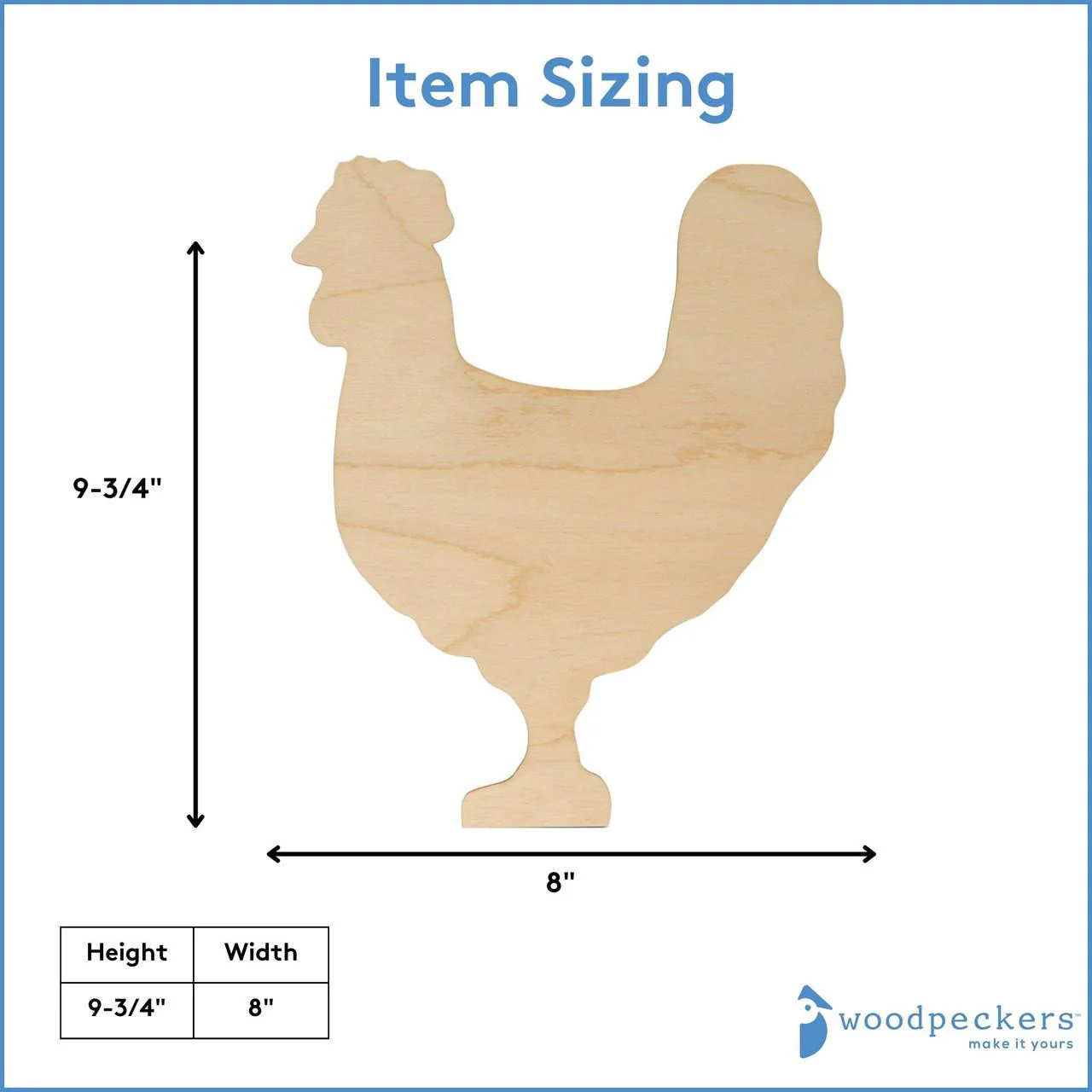 9-3/4" Wooden Rooster Cutout - Image 4