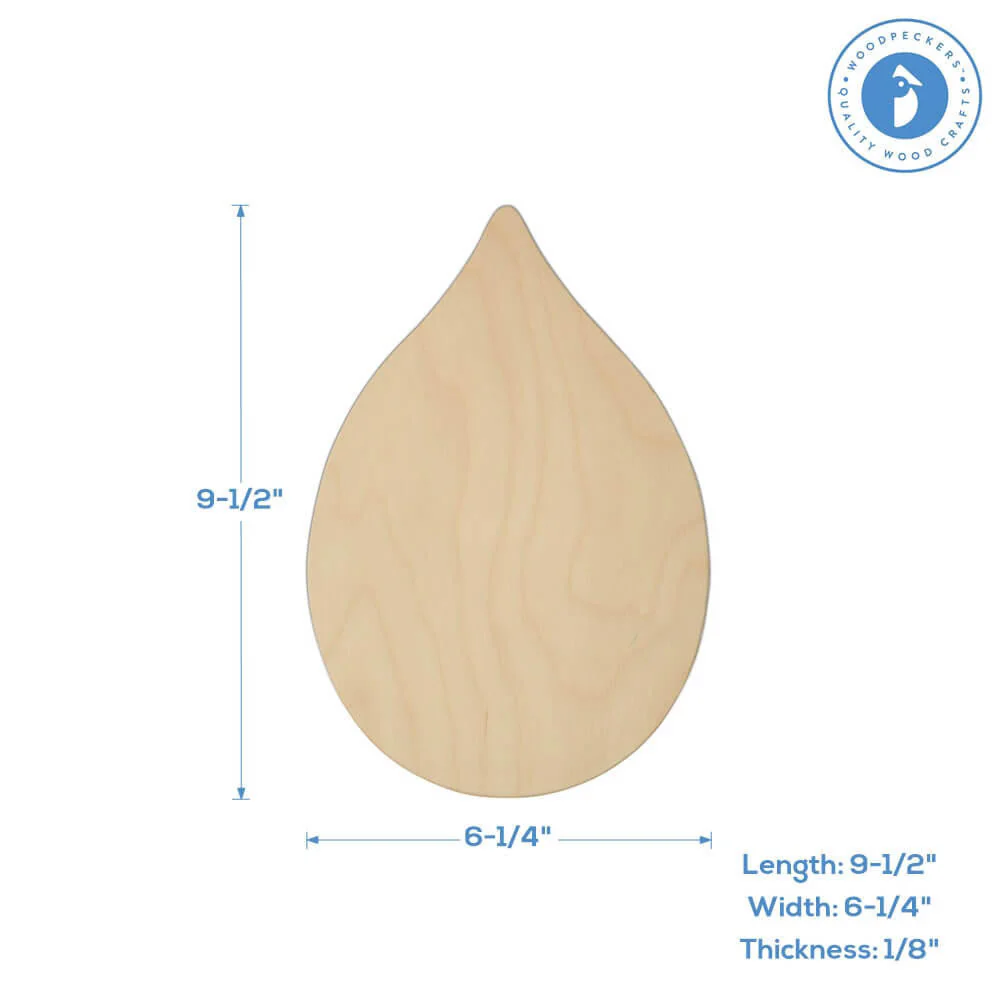 9-1/2" Teardrop Wood Cutout - Image 3