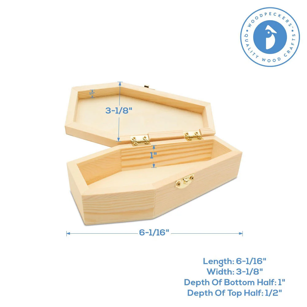 Unfinished Wooden Coffins, 6" - Image 4