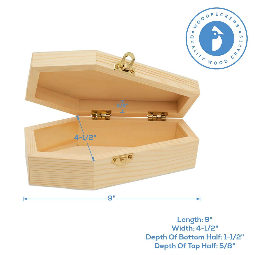Unfinished Wooden Coffins, 9" - Image 3