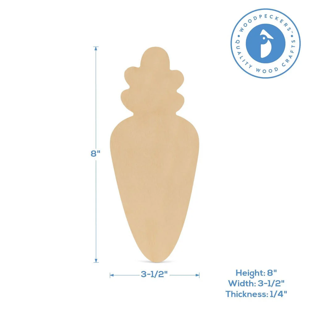 Wood Carrot Cutout, Medium, 8" x 3.5" - Image 4