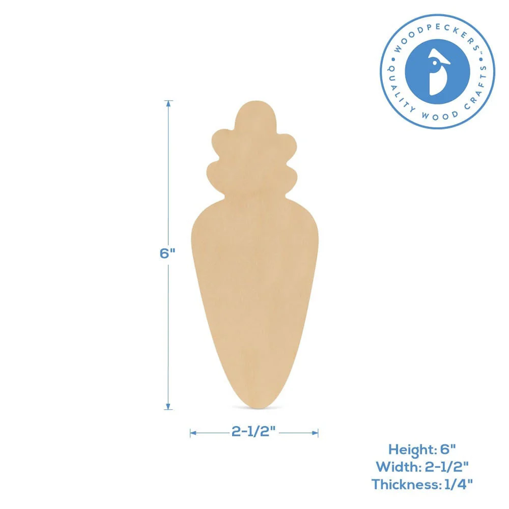 Wood Carrot Cutout, Small, 6" x 2.5" - Image 4