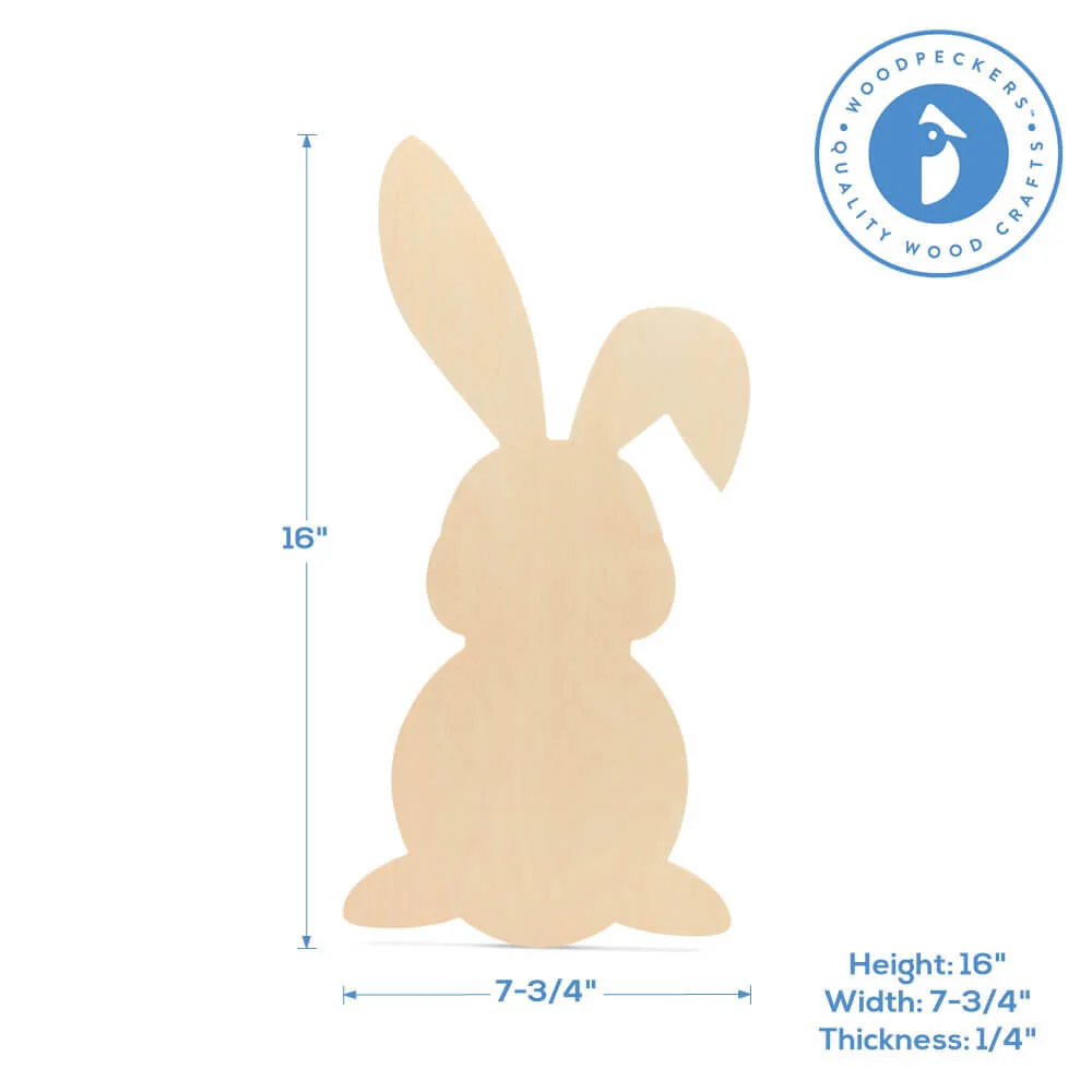 Wood Easter Bunny Cutout Extra Large,  16" x 7.75" - Image 4