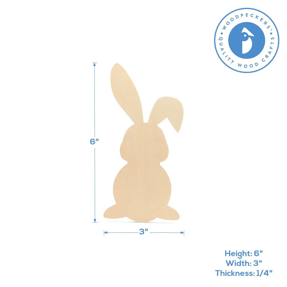 Wood Easter Bunny Cutout Small,  6" x 3" - Image 4