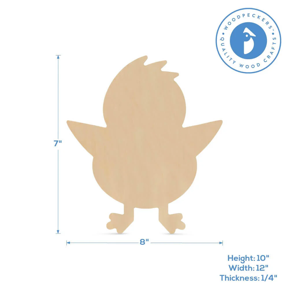 Wood Easter Chick  Cutout Medium, 8" x 7" - Image 4
