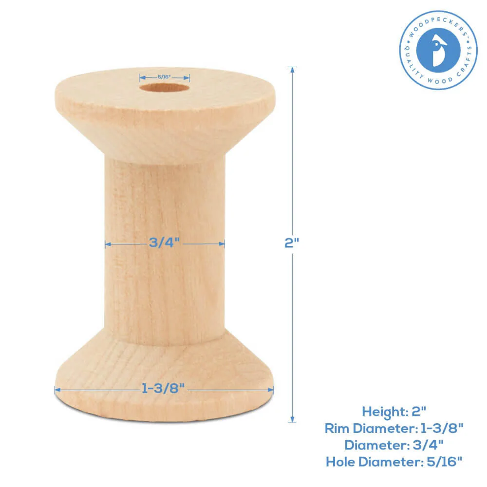 Wood Hourglass Spool, 2",  5/16" hole - Image 4