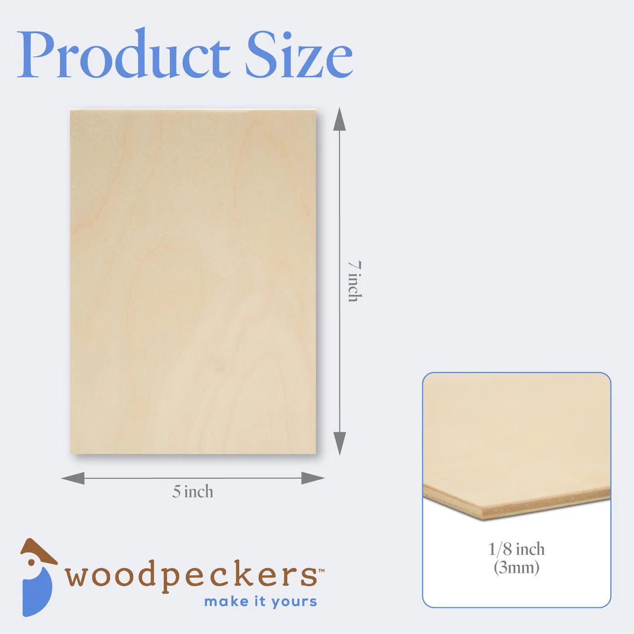 Wood Rectangle Cutout, 5" x 7", 1/8" Thick - Image 3